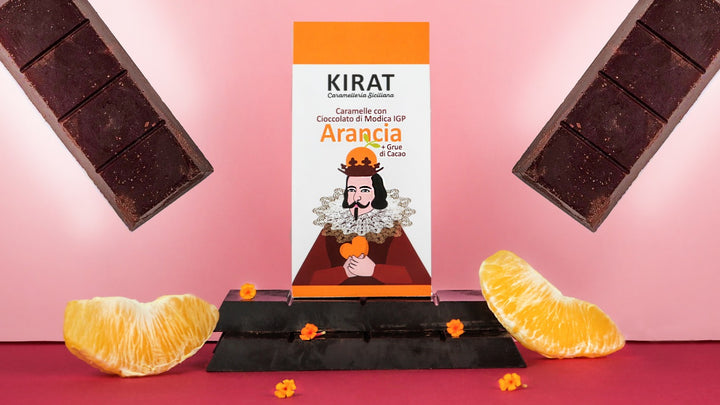 Caramelle con Cioccolato di Modica IGP, Grue di Cacao & Arancia da 100gr