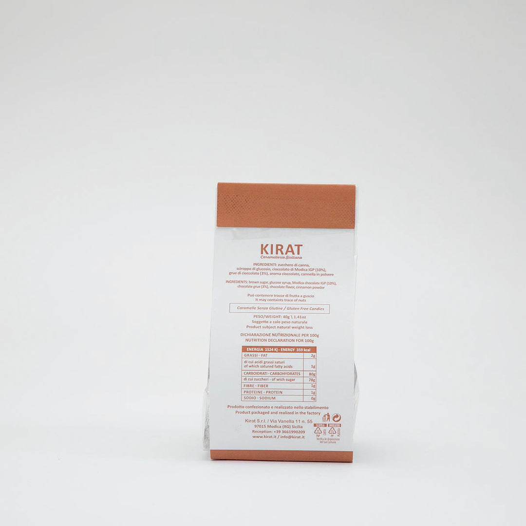 Caramelle con Cioccolato di Modica IGP, Grue di Cacao alla Cannella da 40gr