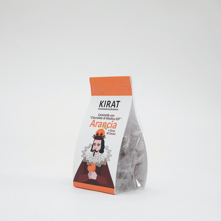 Caramelle con Cioccolato di Modica IGP, Grue di Cacao & Arancia da 100gr
